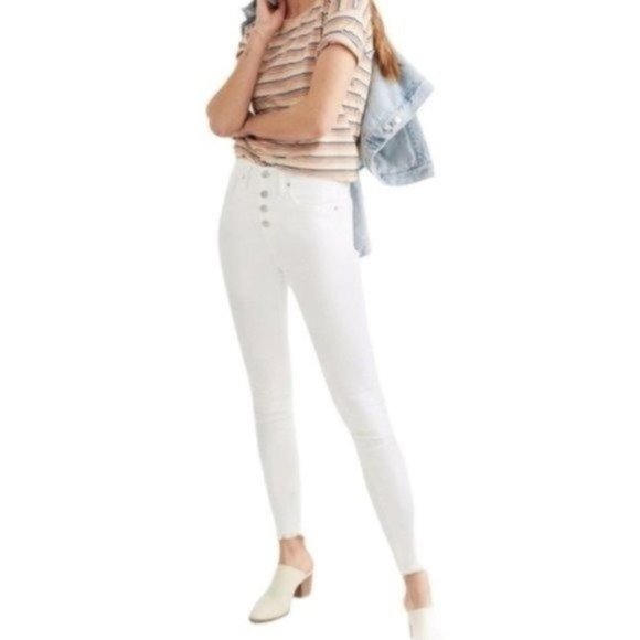 NEW Madewell 9" Mid-Rise White Button Fly Skinny Jeans | Size 32 - Picture 1 of 8